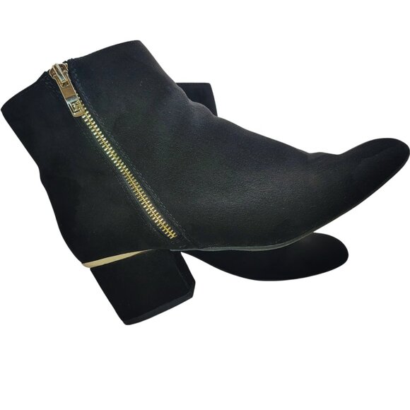 Liz Claiborne Goldie Black Block Heel Booties 8.5 | Zip Ankle Boots - Picture 6 of 9